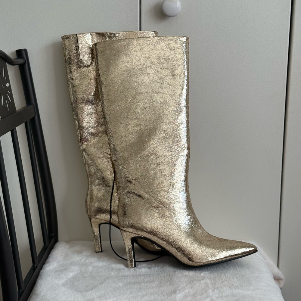 Worthington Shimmering Gold Heeled Boots